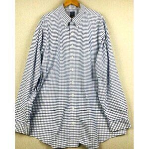 Brooks Brothers Men's Blue & White Plaid 3XLT Non-Iron Stretch Cotton Polo Shirt